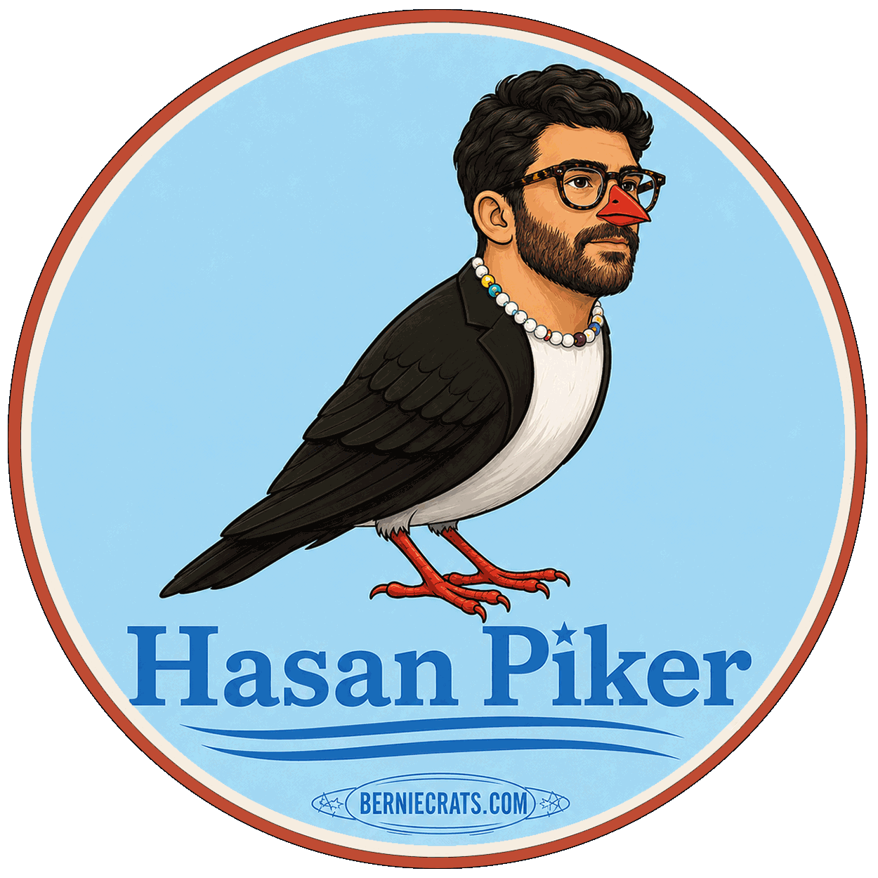 Hasan Piker illustration — BernieCrats.com